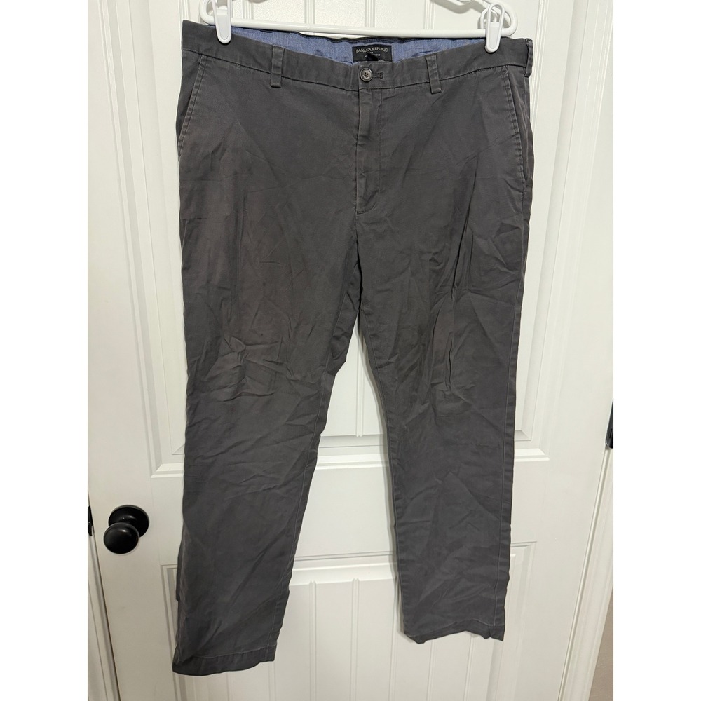 Banana Republic Pants Mens 38x32 Aiden Chino Slim Fit Dark Gray Flat Front EUC